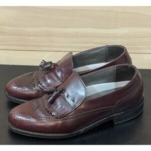 Dexter Burgandy Leather Penny Loafers Hand Sewn Made In USA Men's 8.5WW Wide